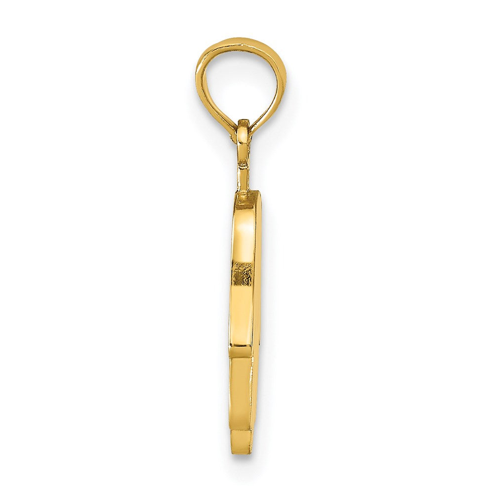 14k Yellow Gold 9 mm Large Solid Hamsa Pendant (1.15 grams)