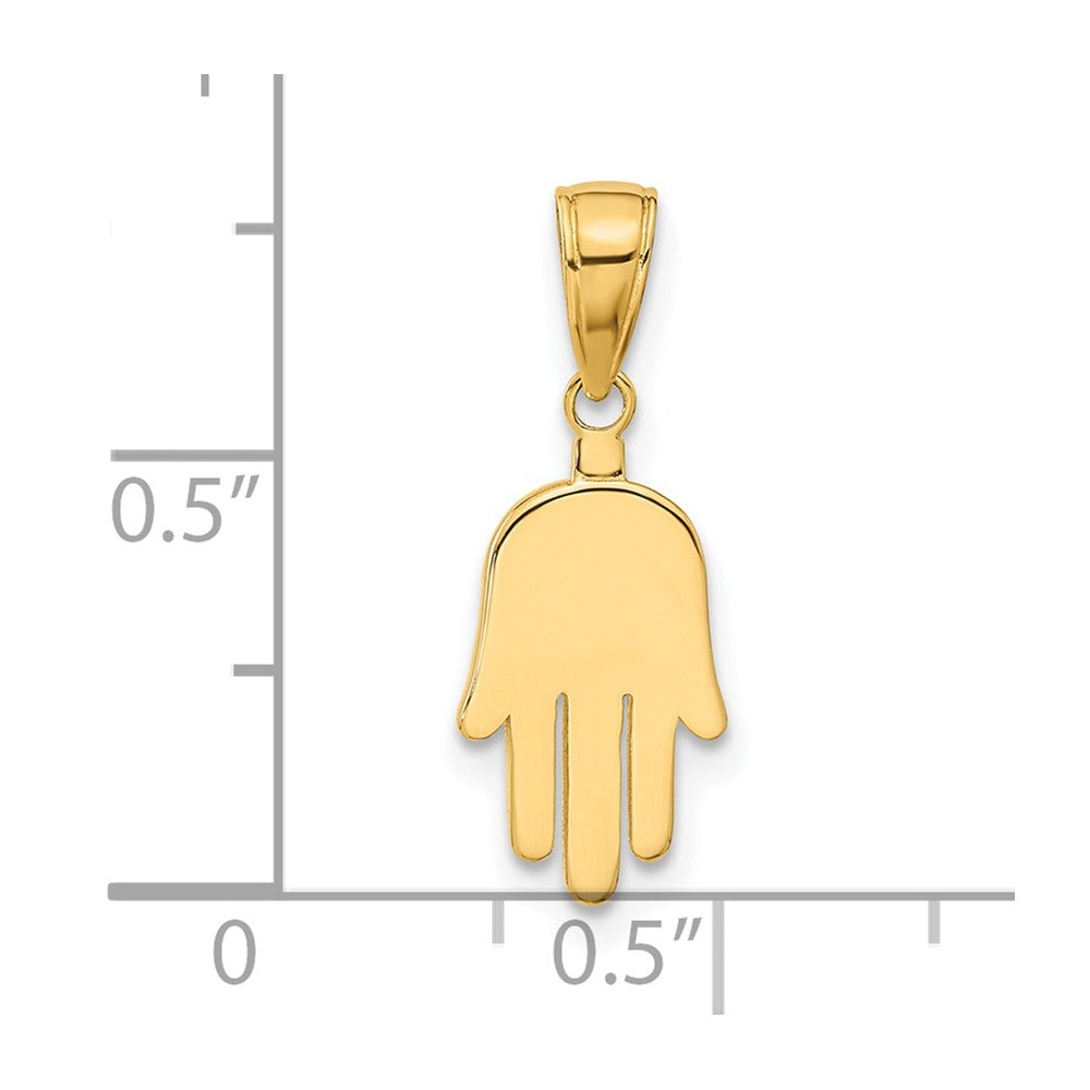 14k Yellow Gold 9 mm Large Solid Hamsa Pendant (1.15 grams)