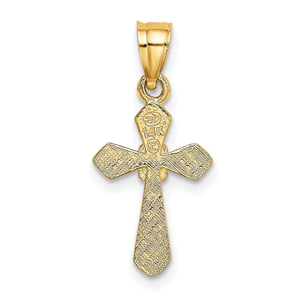14k Yellow Gold 10 mm Small Cross w/Flower Charm (0.56 grams)