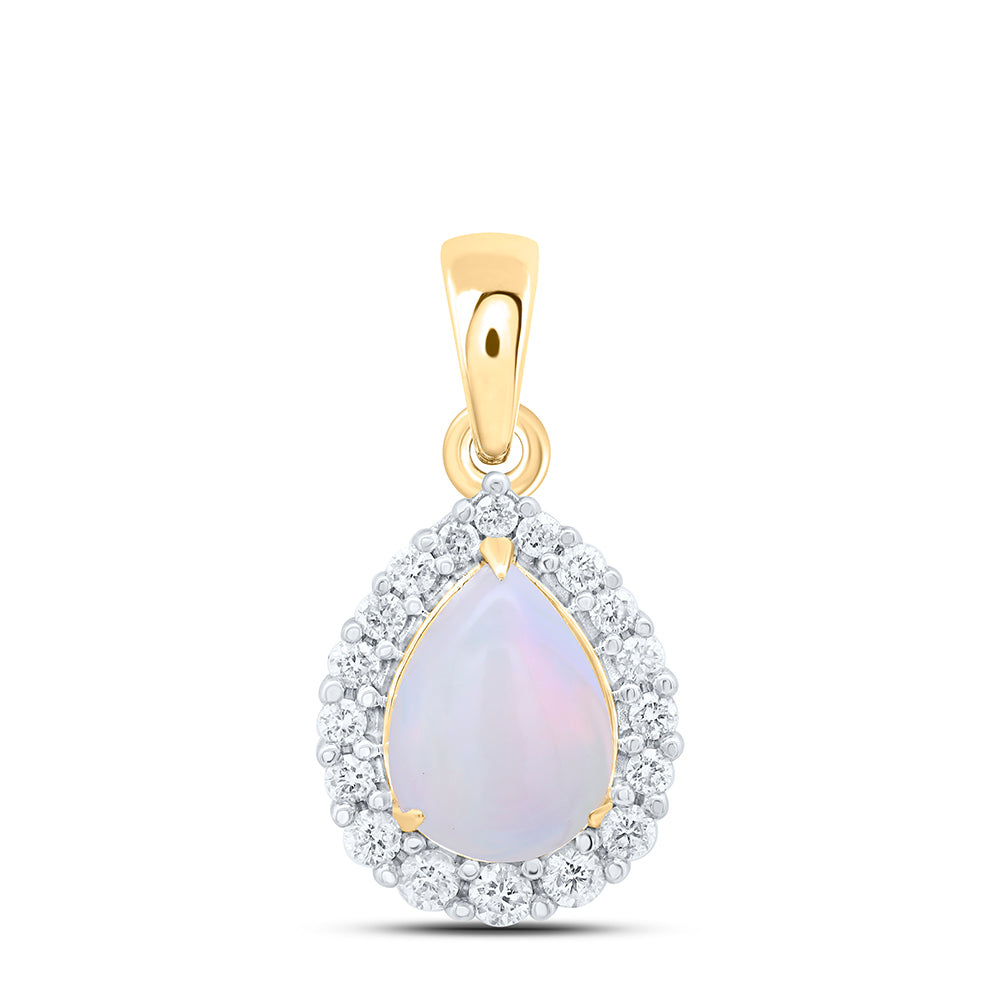 1/5Ctw-Dia Cn 8X6Mm-Ps-Opal Nat Gem Pendant (1.23 grams)