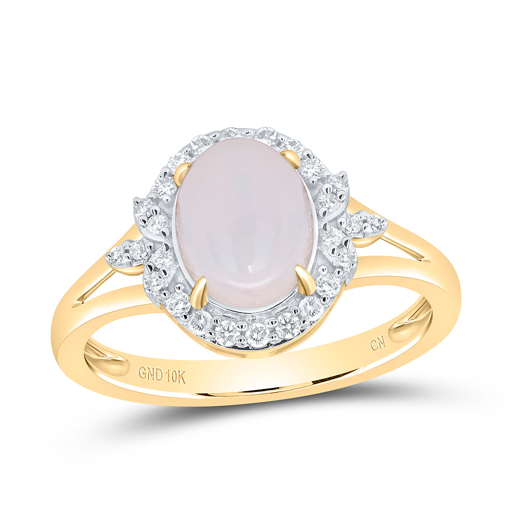 1/5Ctw-Diamond 9X7Mm-Ov-Opal Nat Gem Ring (2.71 grams)