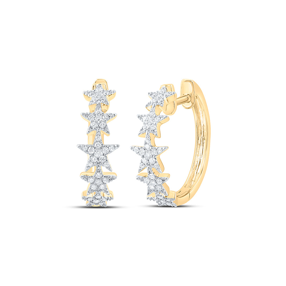 10Kt Gold 1/4Ctw-Dia Cn Fashion Twinkle Star Hoop Earring