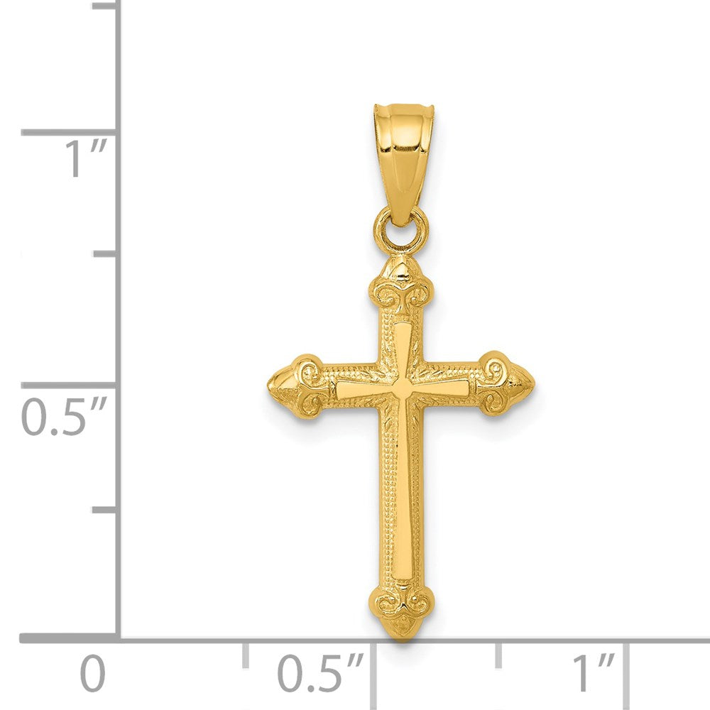 14k Yellow Gold 12 mm Passion Cross Pendant (0.73 grams)