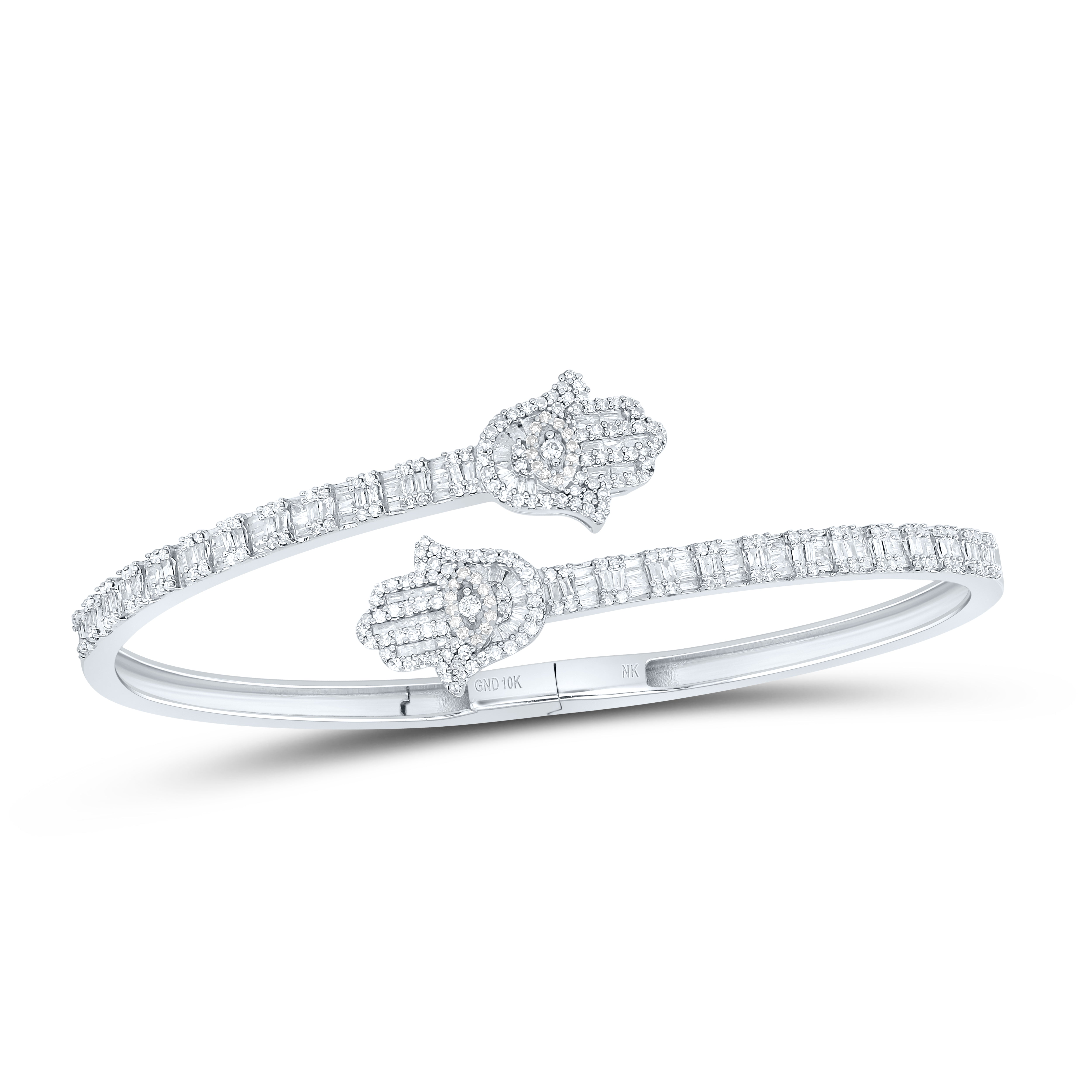 10Kt Gold 1 5/8Ctw-Diamond Hamza Cuff Bangle (55X65 Mm)