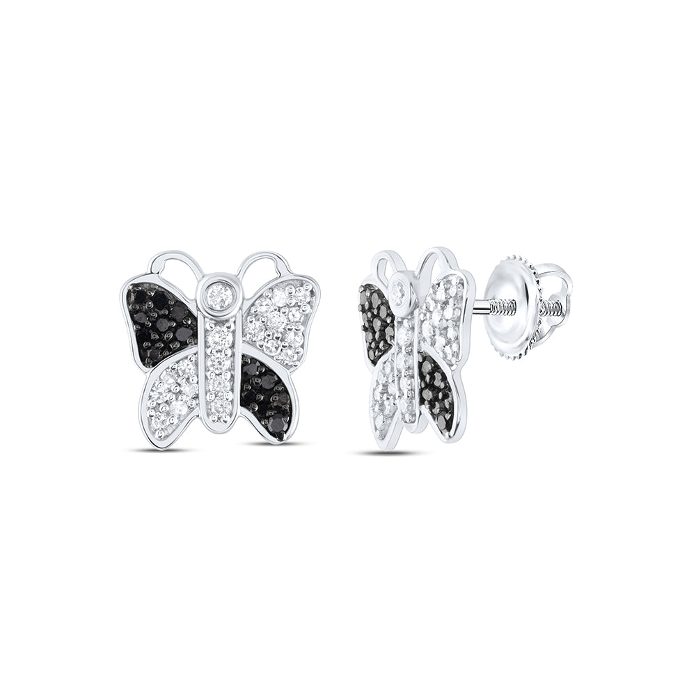 10Kt Gold 5/8Ctw-Dia Black Diamond Earrings