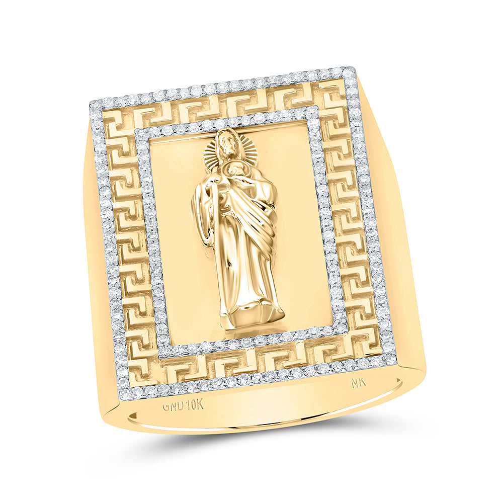 1/2Ctw- Dia Nk St. Jude Mens Ring (1 Inches Version) (16.53 grams)