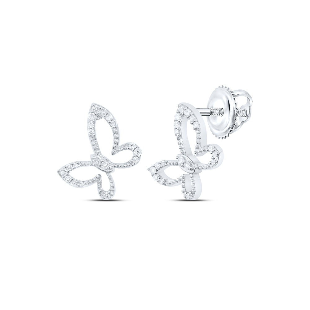 Sterling Silver 1/8Ctw-Diamond Gift Butterfly Earring