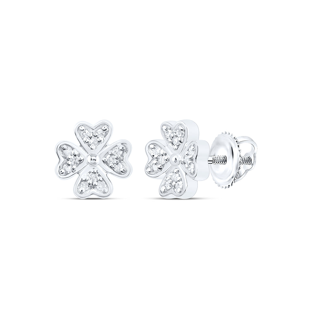 Sterling Silver 1/20Ctw-Dia Gift Flower Earring