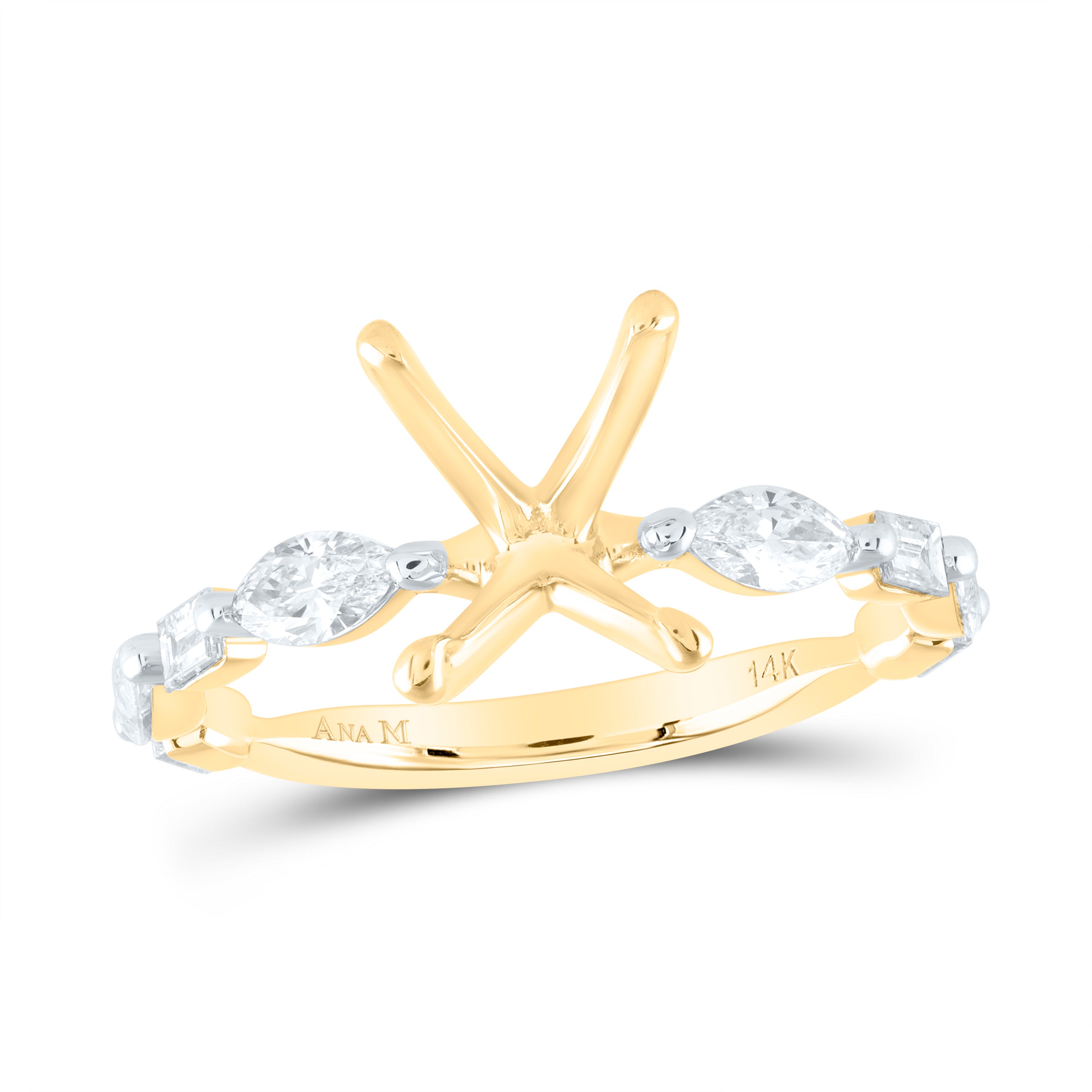 3/4Ctw-Dia Ana M 2 Ct-Cov Semi-Mount Bridal Ring (2.5 grams)