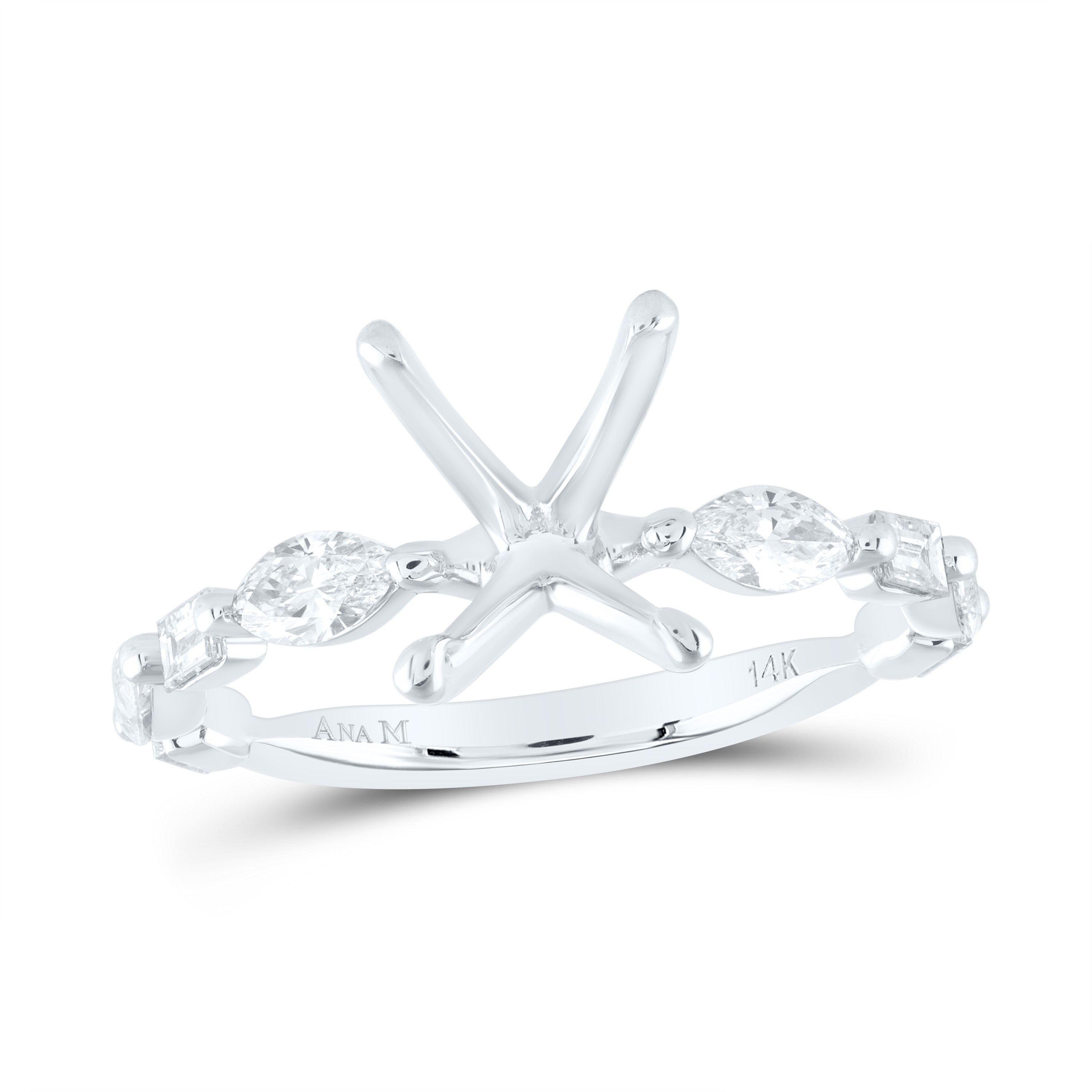 3/4Ctw-Dia Ana M 2 Ct-Cov Semi-Mount Bridal Ring (2.51 grams)