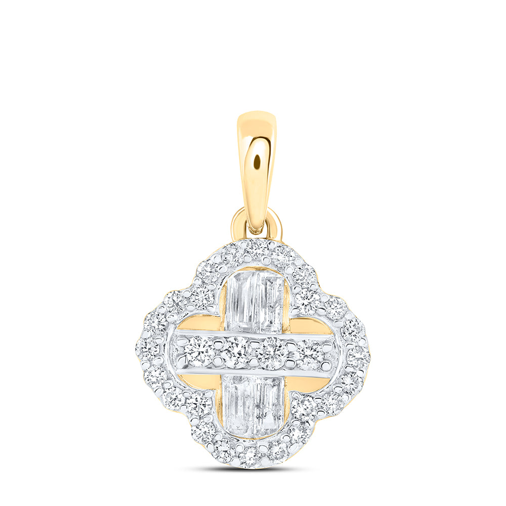 1/3Ctw-Dia Ana M Fashion Clover Baguette Pendant (0.87 grams)