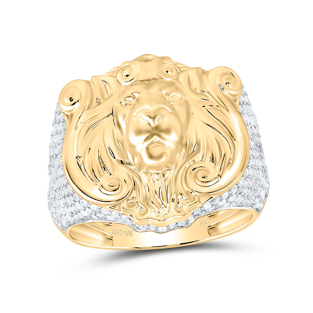 1 5/8Ctw-Dia Nk Lion Face Mens Ring (8.44 grams)