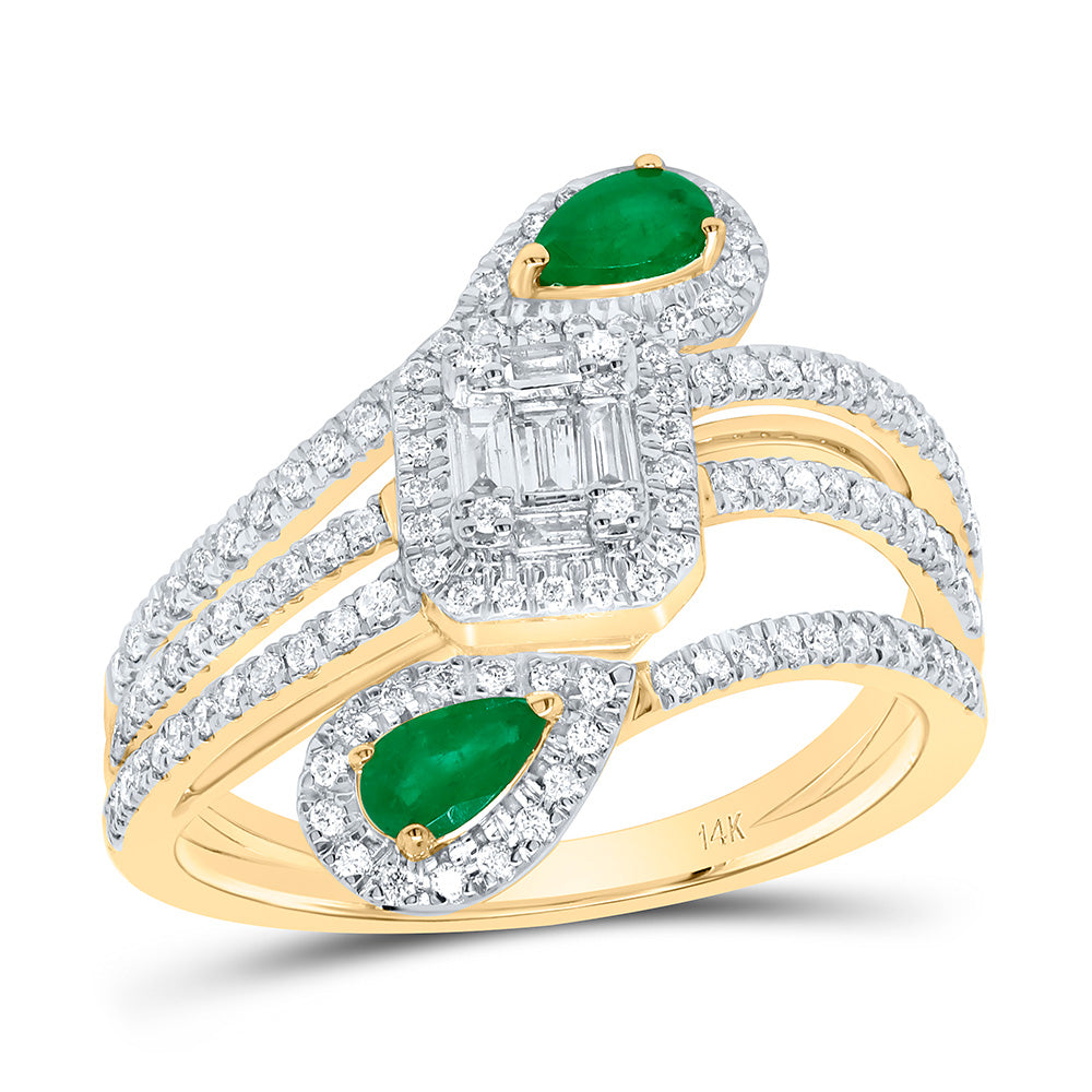 1/2Ctw-Dia Ana M 1/2Ctw-Ps-Em Nat Gem Ring (4.43 grams)