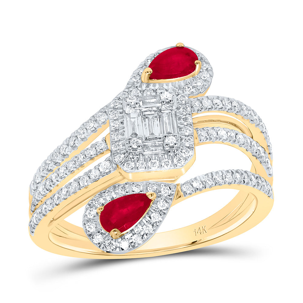 1/2Ctw-Dia Ana M 1/2Ctw-Ps-Ru Nat Gem Ring (4.28 grams)