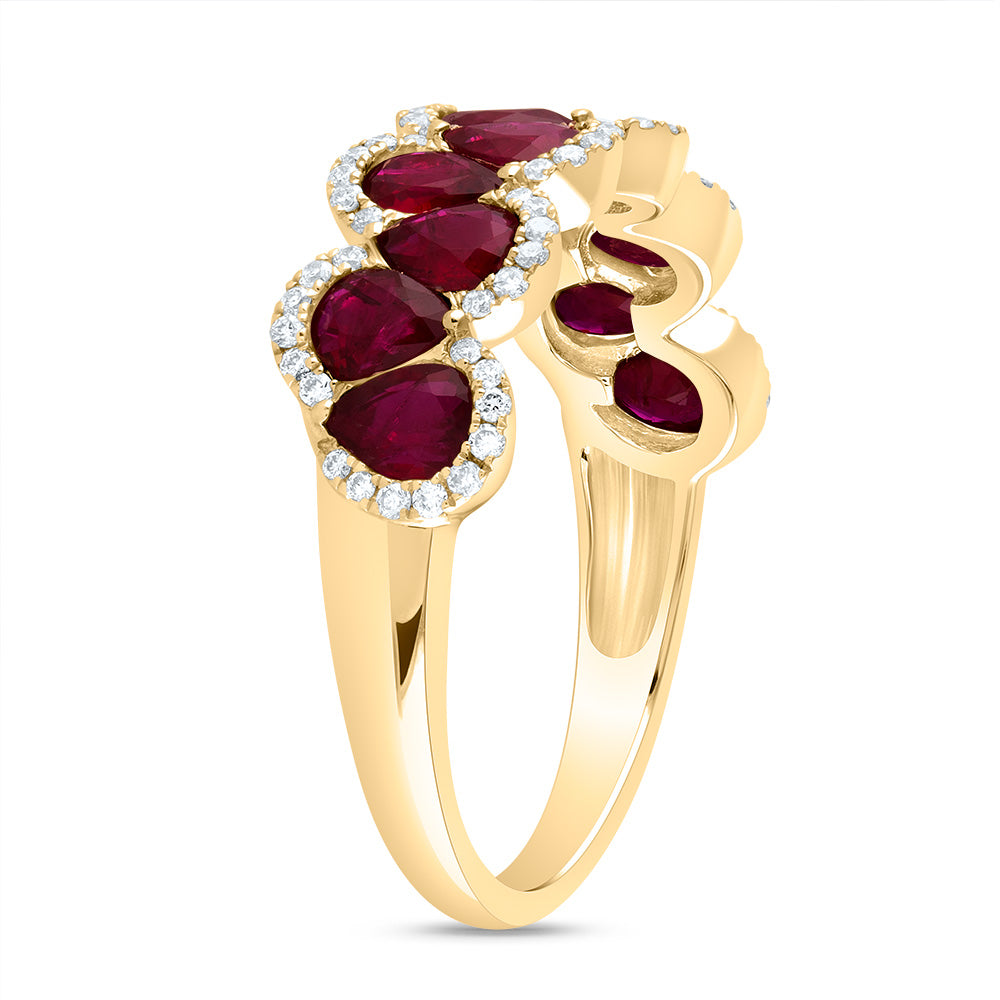 1/5Ctw-Dia Ana M 2Ctw Ps-Ru Nat Gem Ring (2.46 grams)