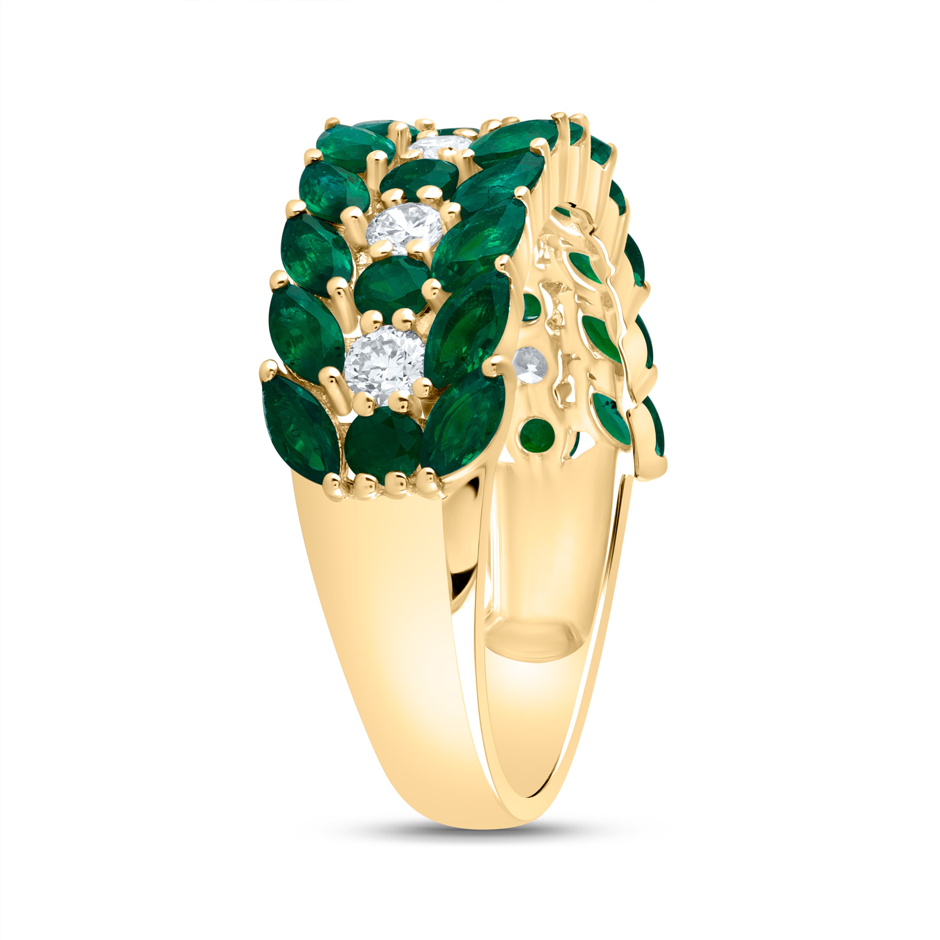 1/3Ctw-Dia Ana M 1 3/4Ctw Mq-Em, 3/8Ctw Rd-Em Nat Gem Ring (3.01 grams)