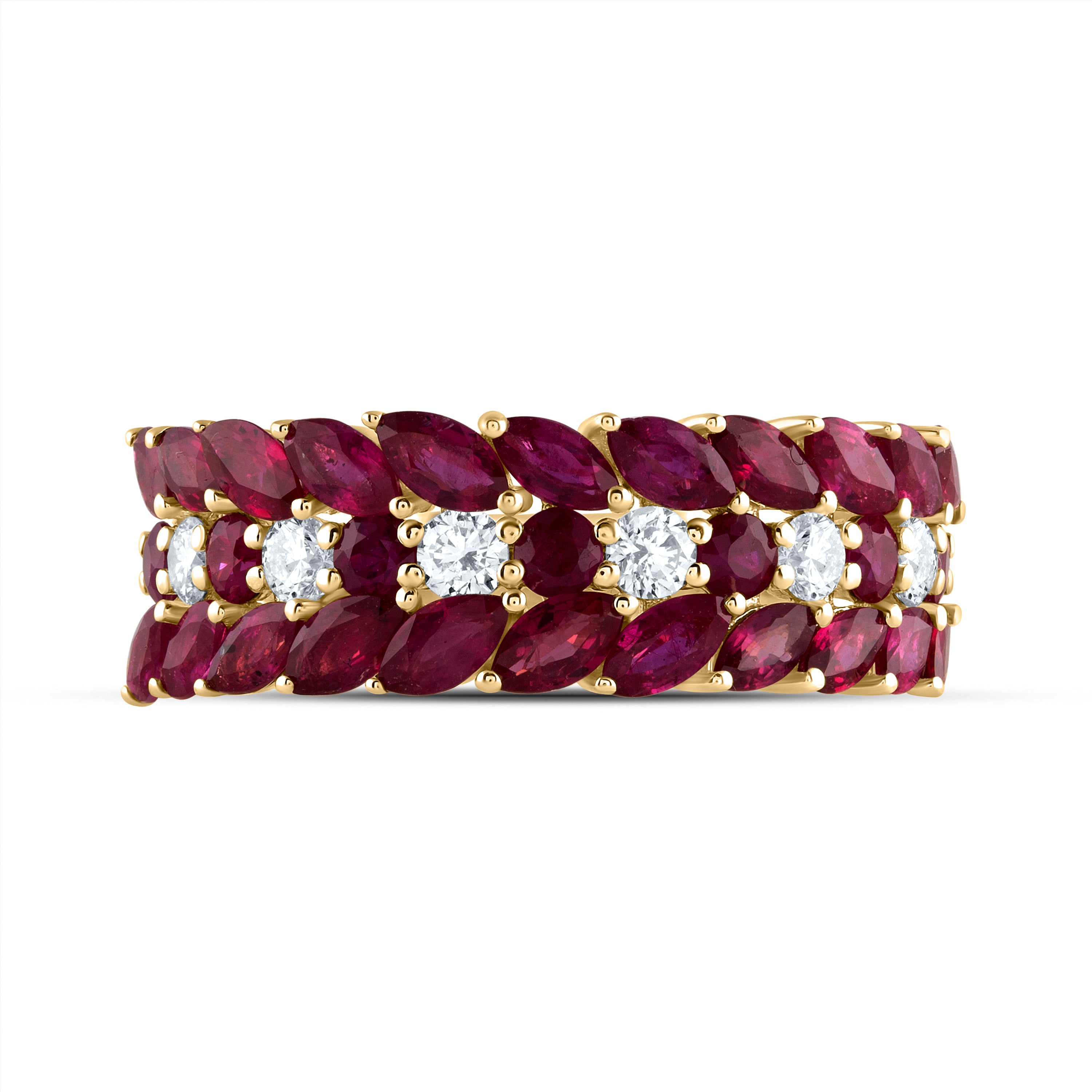 1/3Ctw-Diamond Ana M 2Ctw Mq-Ru, 1/2Ctw Rd-Ru Nat Gem Ring (3.09 grams)
