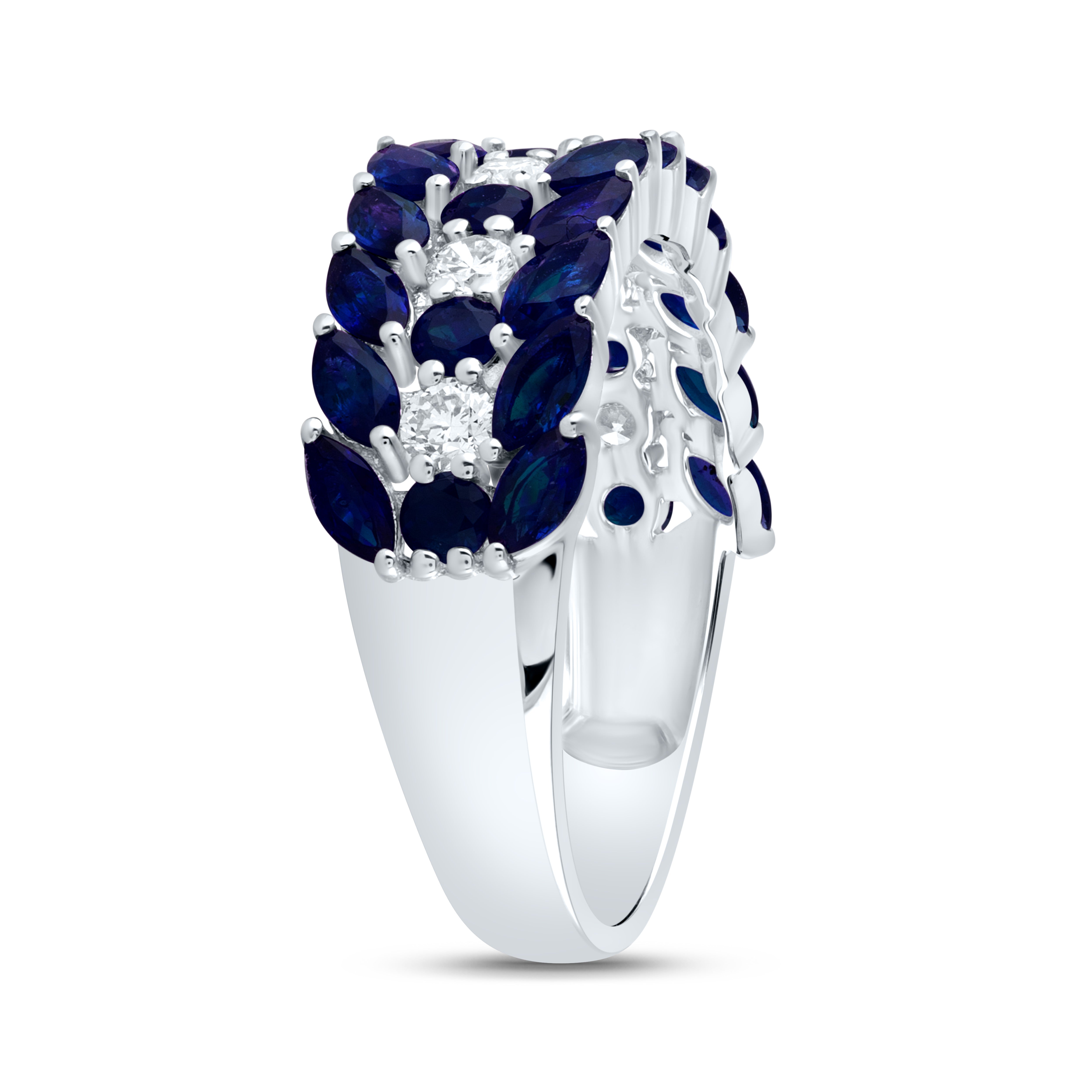 1/3Ctw-Dia Ana M 2Ctw Mq-Bs, 3/8Ctw Rd-Bs Nat Gem Ring (3.21 grams)