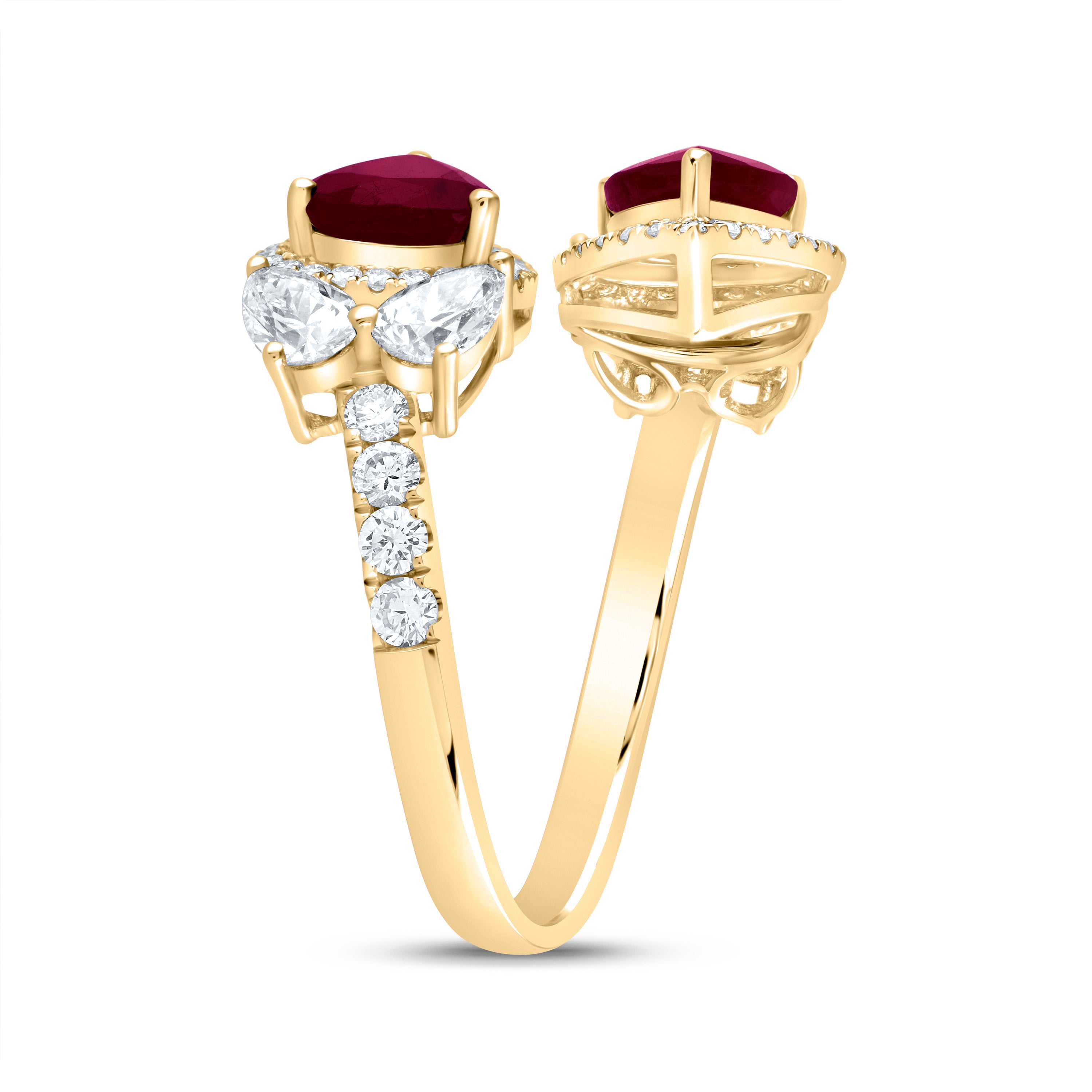 1 3/8Ctw-Diamond Ana M 2 1/3Ctw Ps-Ru Nat Gem Ring (3.44 grams)