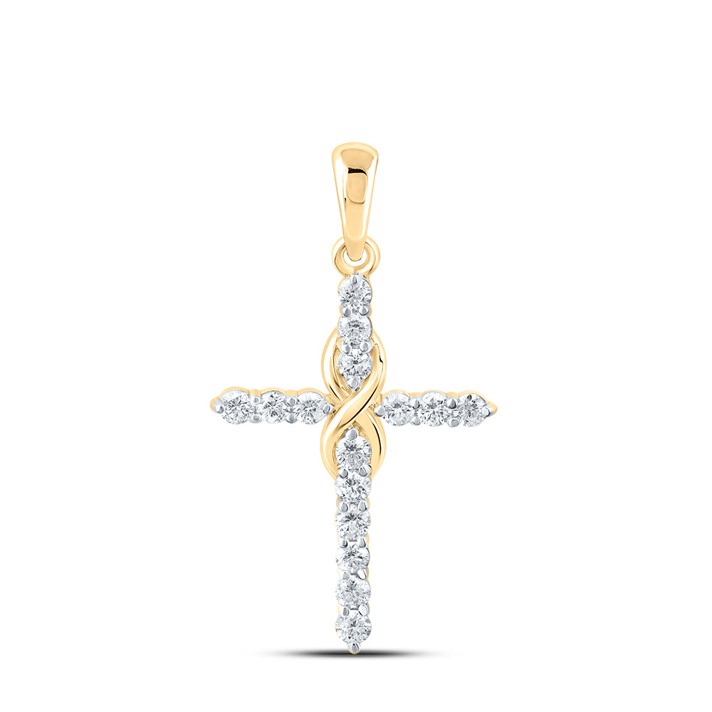 10Kt Gold 1/2Ctw-Dia Cn Fashion Cross Pendant