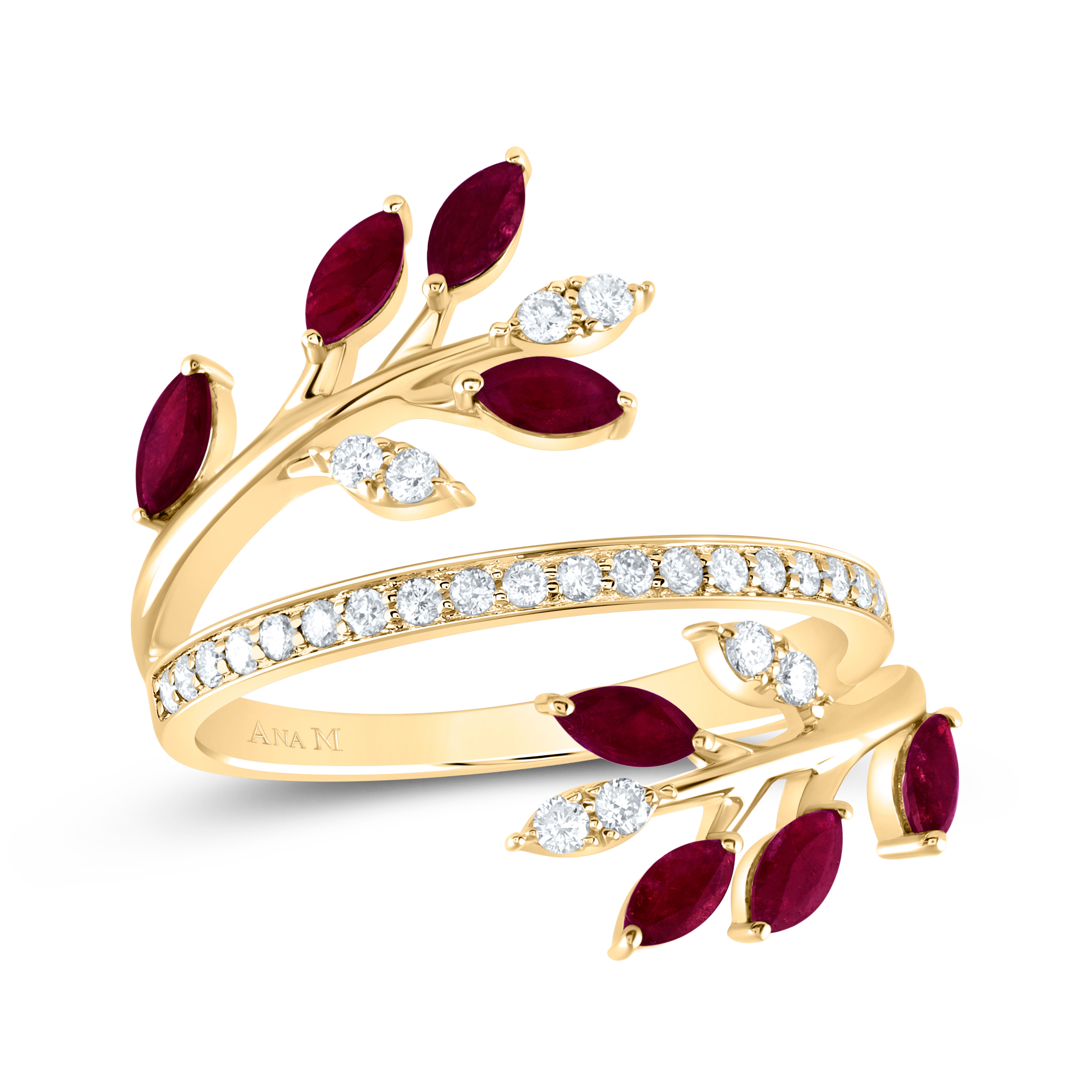 1/4Ctw-Dia Ana M 3/4Ctw-Mq-Ru Nat Gem Fashion Ring (2.85 grams)