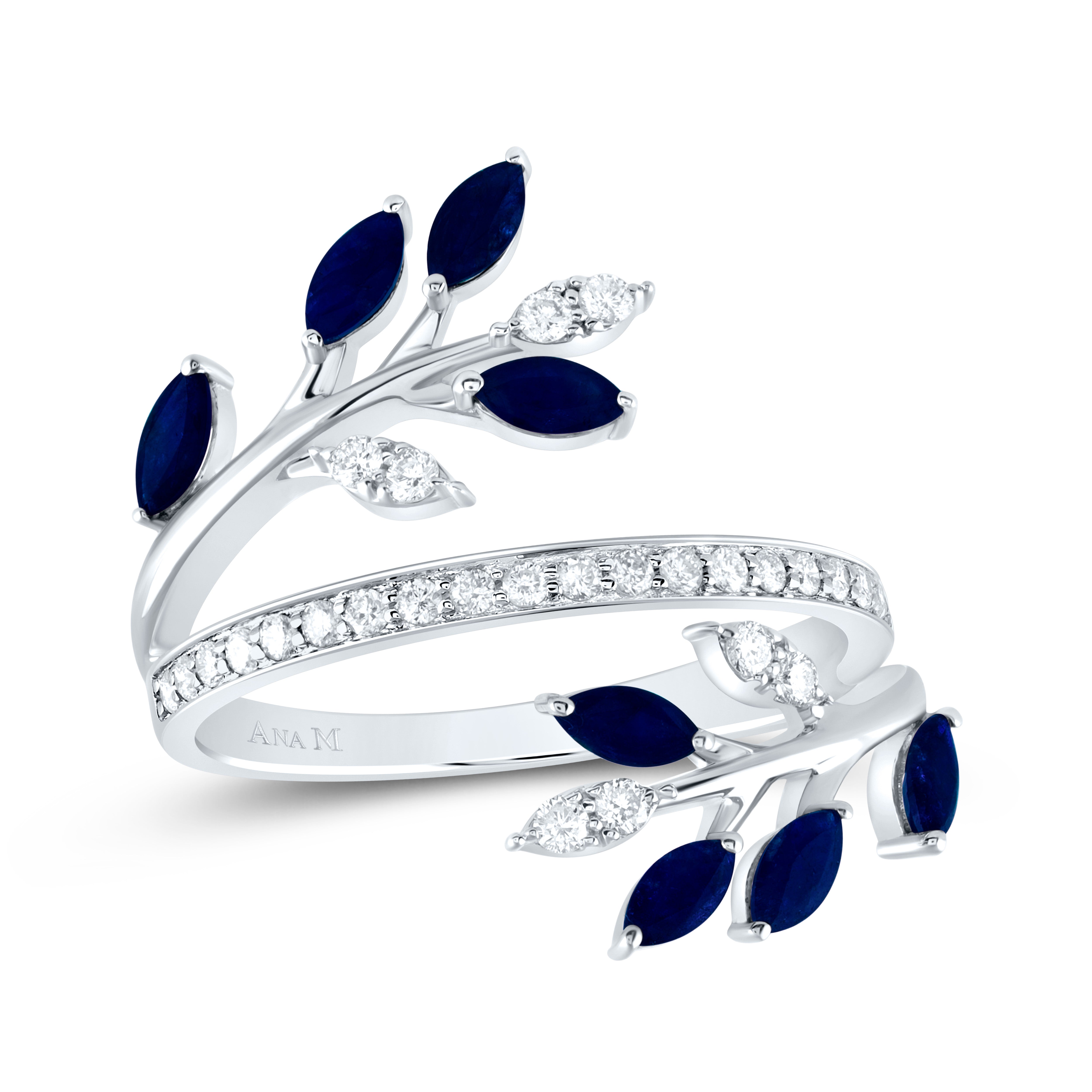 1/4Ctw-Dia Ana M 7/8Ctw-Mq-Bs Nat Gem Fashion Ring (2.81 grams)