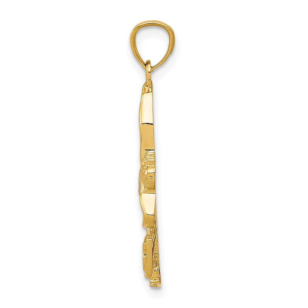 14k Yellow & Rhodium 13 mm Ice Skater Pendant (0.95 grams)