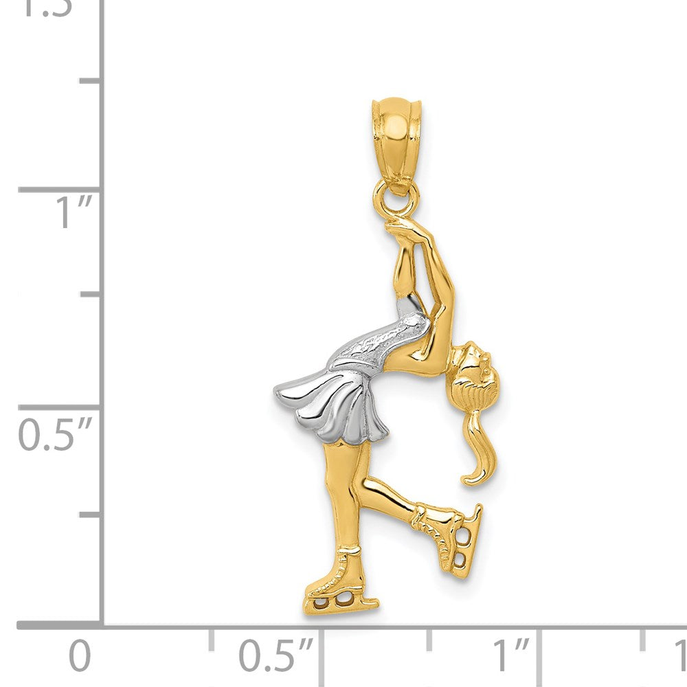 14k Yellow & Rhodium 13 mm Ice Skater Pendant (0.95 grams)
