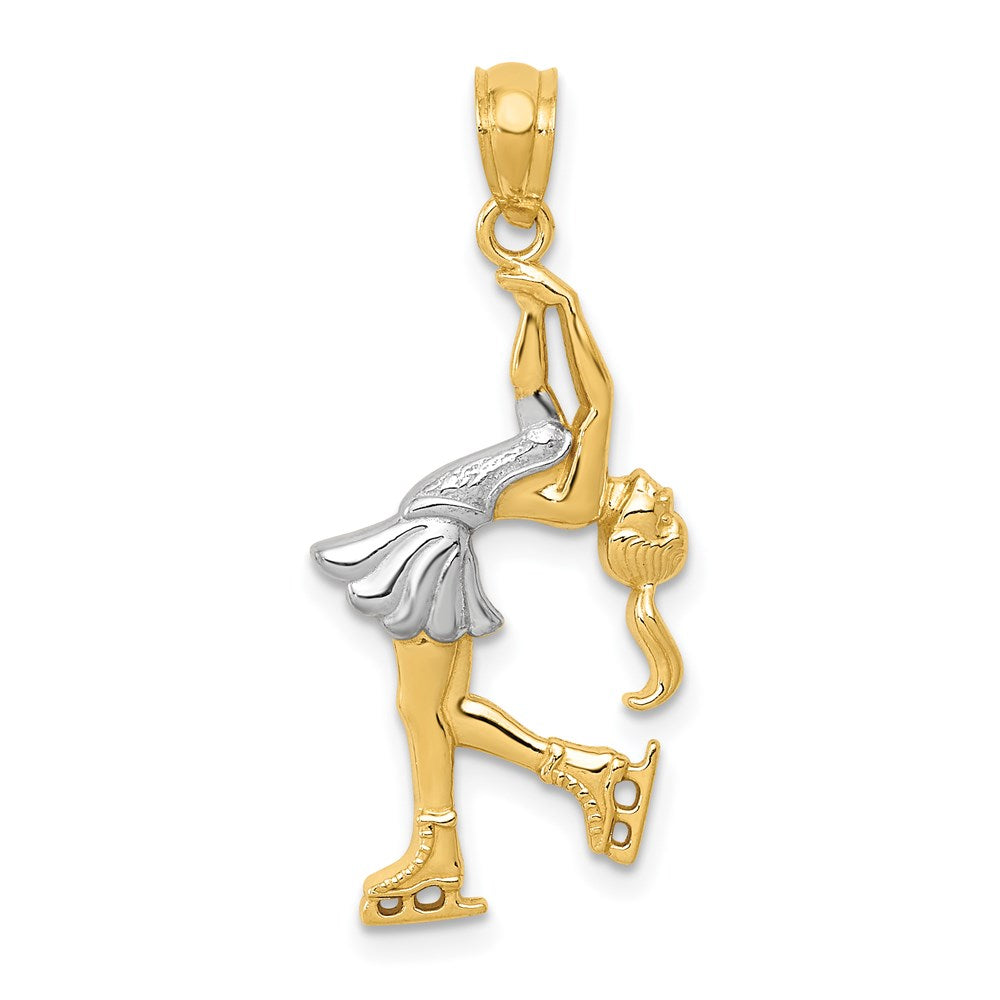 14k Yellow & Rhodium 13 mm Ice Skater Pendant (0.95 grams)