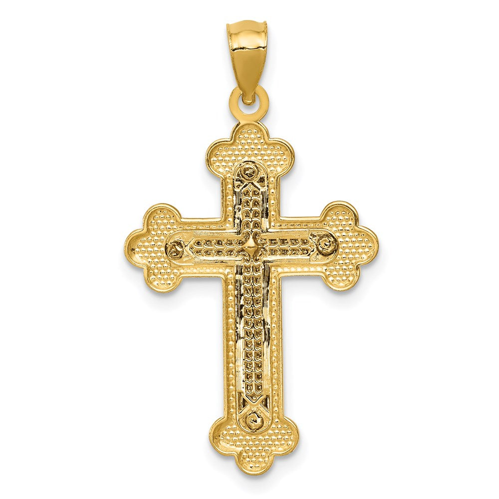 14k Two-tone 18 mm Budded Cross Pendant (1.41 grams)