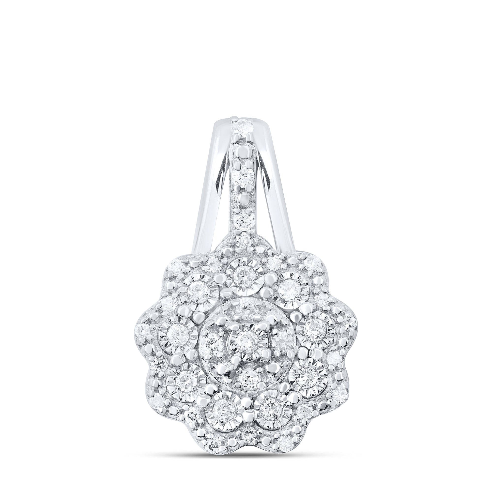 Sterling Silver 1/4Ctw-Dia P1 Gift Flower Pendant
