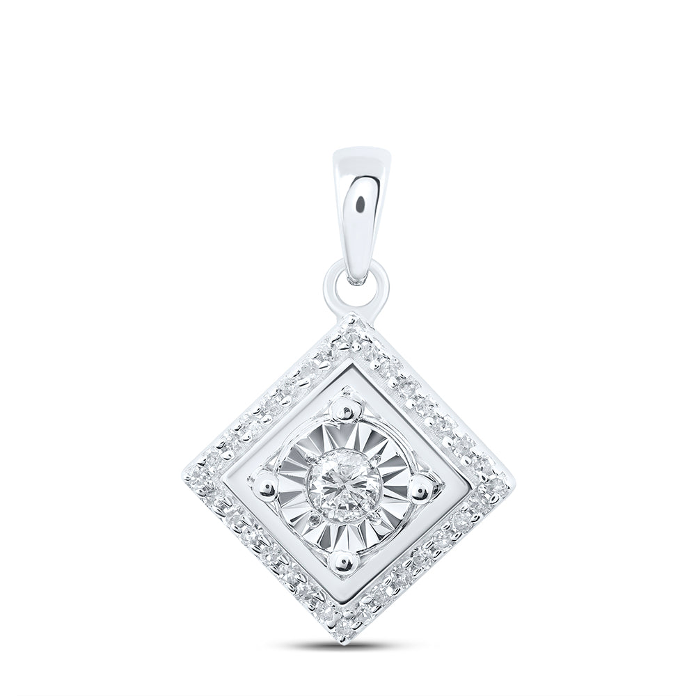 Sterling Silver 1/4Ctw-Dia P1 Gift Square Pendant