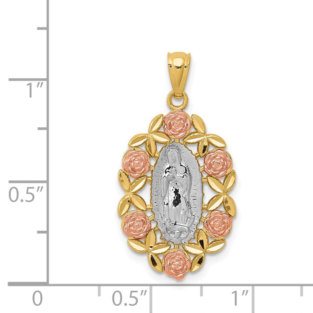 14k Two-tone 15 mm Guadalupe Pendant (1.4 grams)