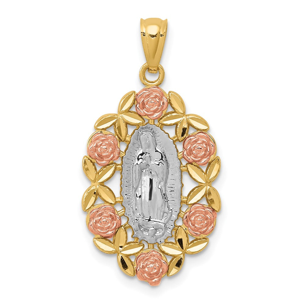 14k Two-tone 15 mm Guadalupe Pendant (1.4 grams)
