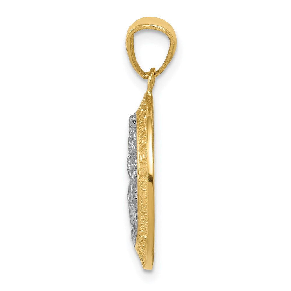 14k Yellow & Rhodium 16.5 mm St Christopher Pendant (1.04 grams)