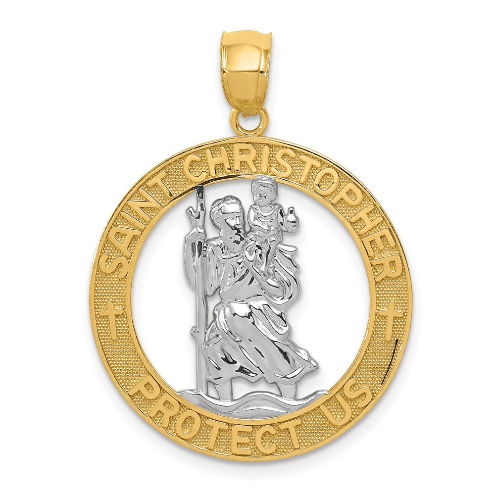 14k Yellow & Rhodium 23.9 mm St Christopher Pendant (2.14 grams)