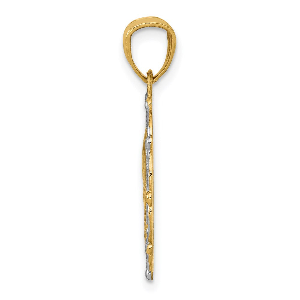 14k Yellow & Rhodium 16 mm Baptism Pendant (0.97 grams)