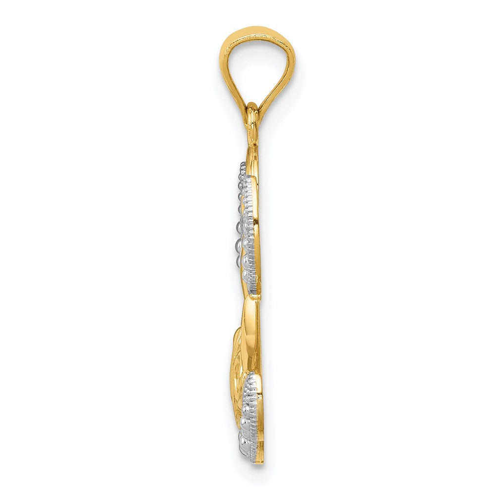 14k Yellow & Rhodium 14 mm LOVE Angel Pendant (1.06 grams)