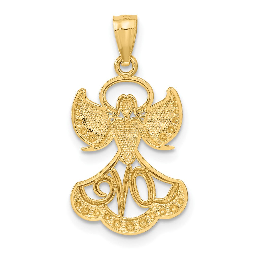 14k Yellow & Rhodium 14 mm LOVE Angel Pendant (1.06 grams)