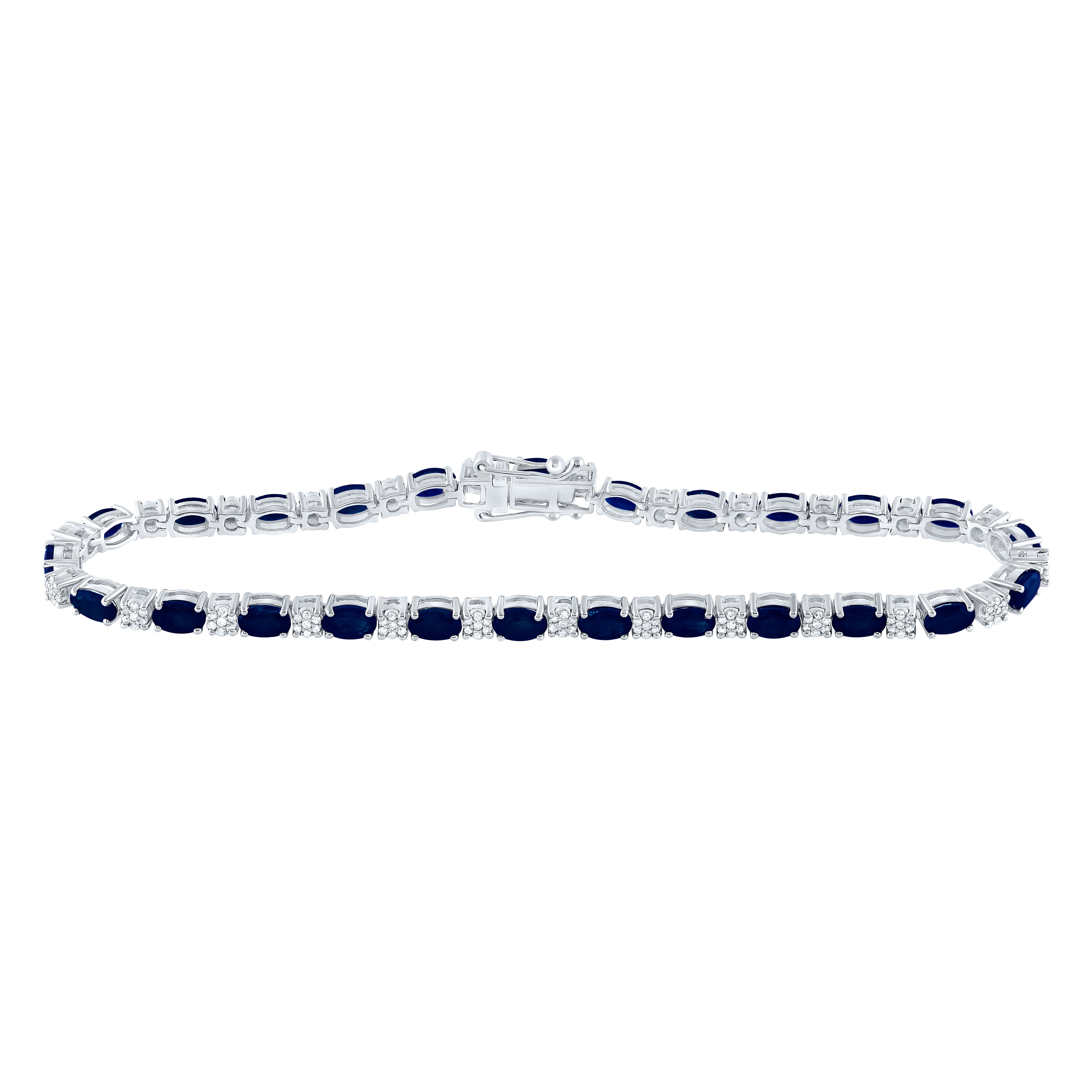 14Kt Gold 5/8Ctw-Diamond 6 1/2Ct-Sapp Natural Gem Bracelet (7 Inch)