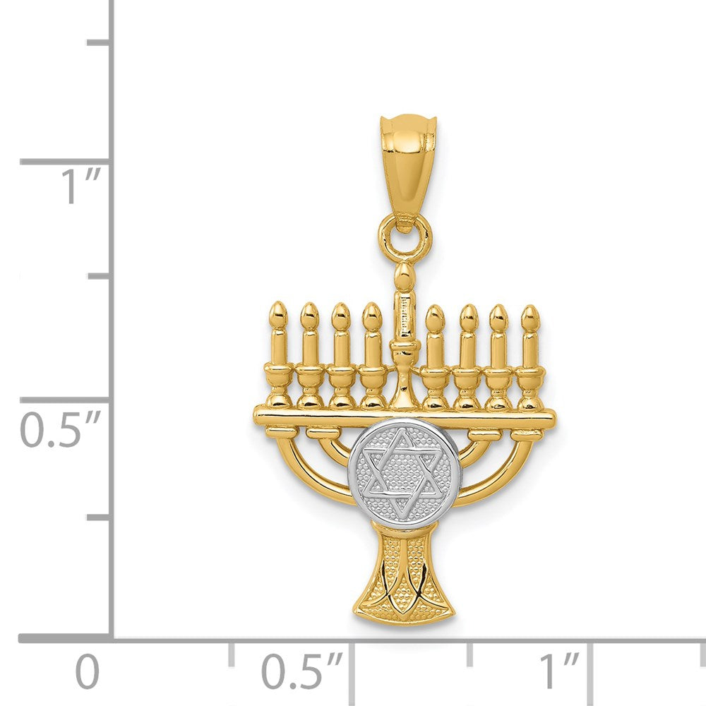 14k Yellow & Rhodium 14 mm Menorah Pendant (0.92 grams)