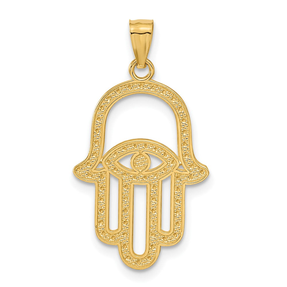 14k Yellow & Rhodium 17 mm Hamsa Pendant (1.03 grams)