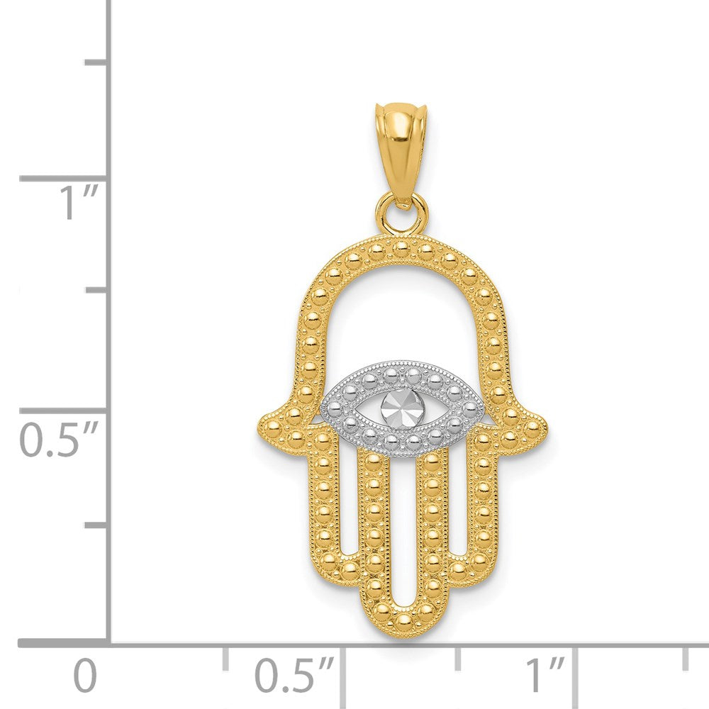 14k Yellow & Rhodium 17 mm Hamsa Pendant (1.03 grams)