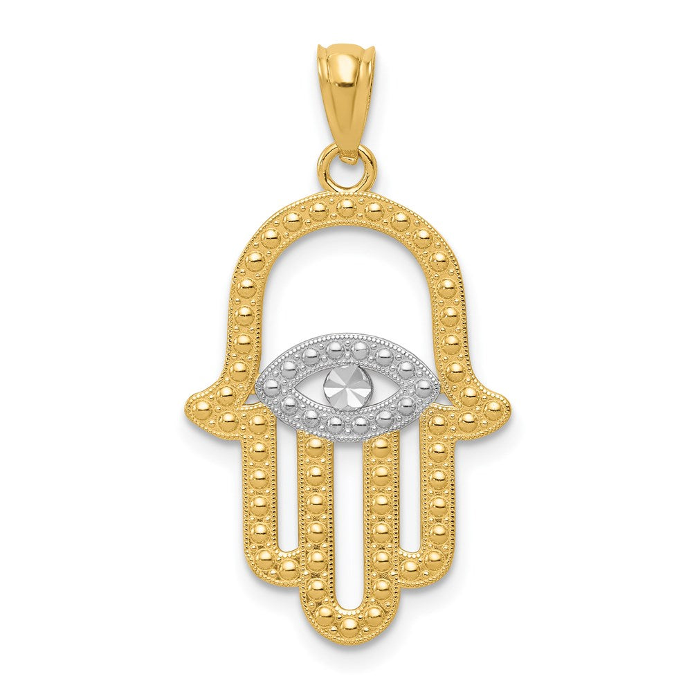 14k Yellow & Rhodium 17 mm Hamsa Pendant (1.03 grams)