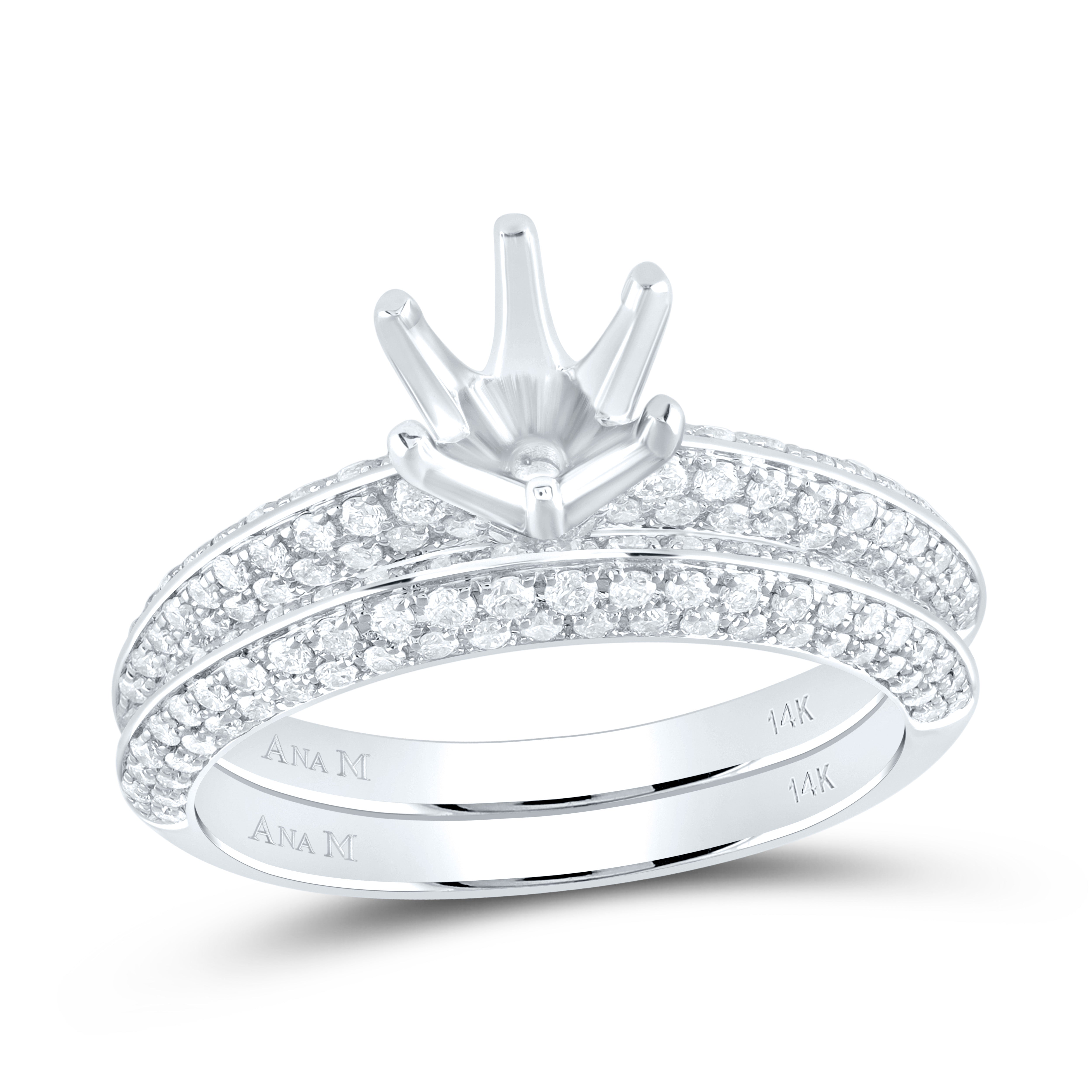 7/8Ctw-Dia Ana M 1Ct-Crd Semi-Mount No Halo Bridal Set (4.85 grams)