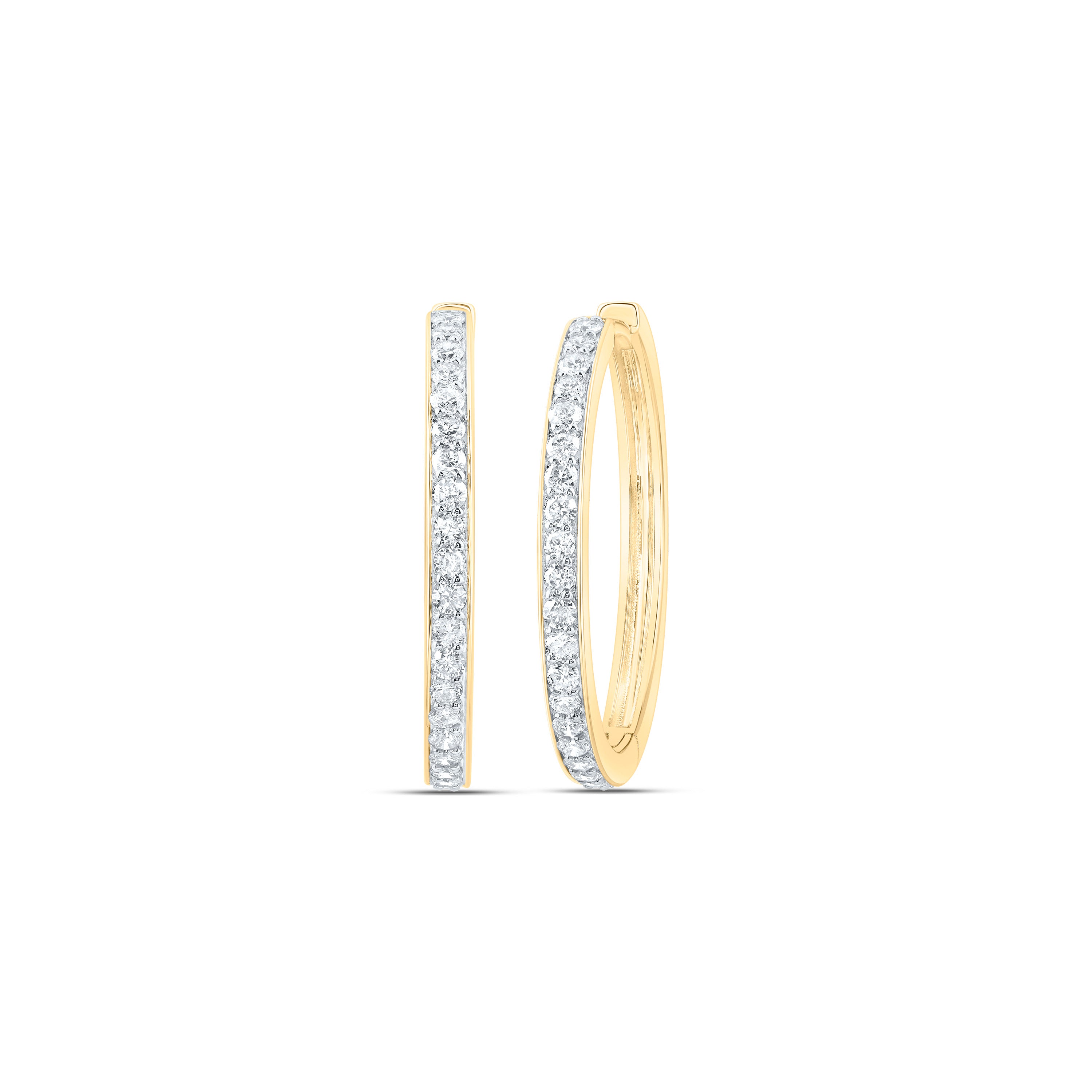 10Kt Gold 3/4Ctw-Dia Cn Fashion Hoop Earring