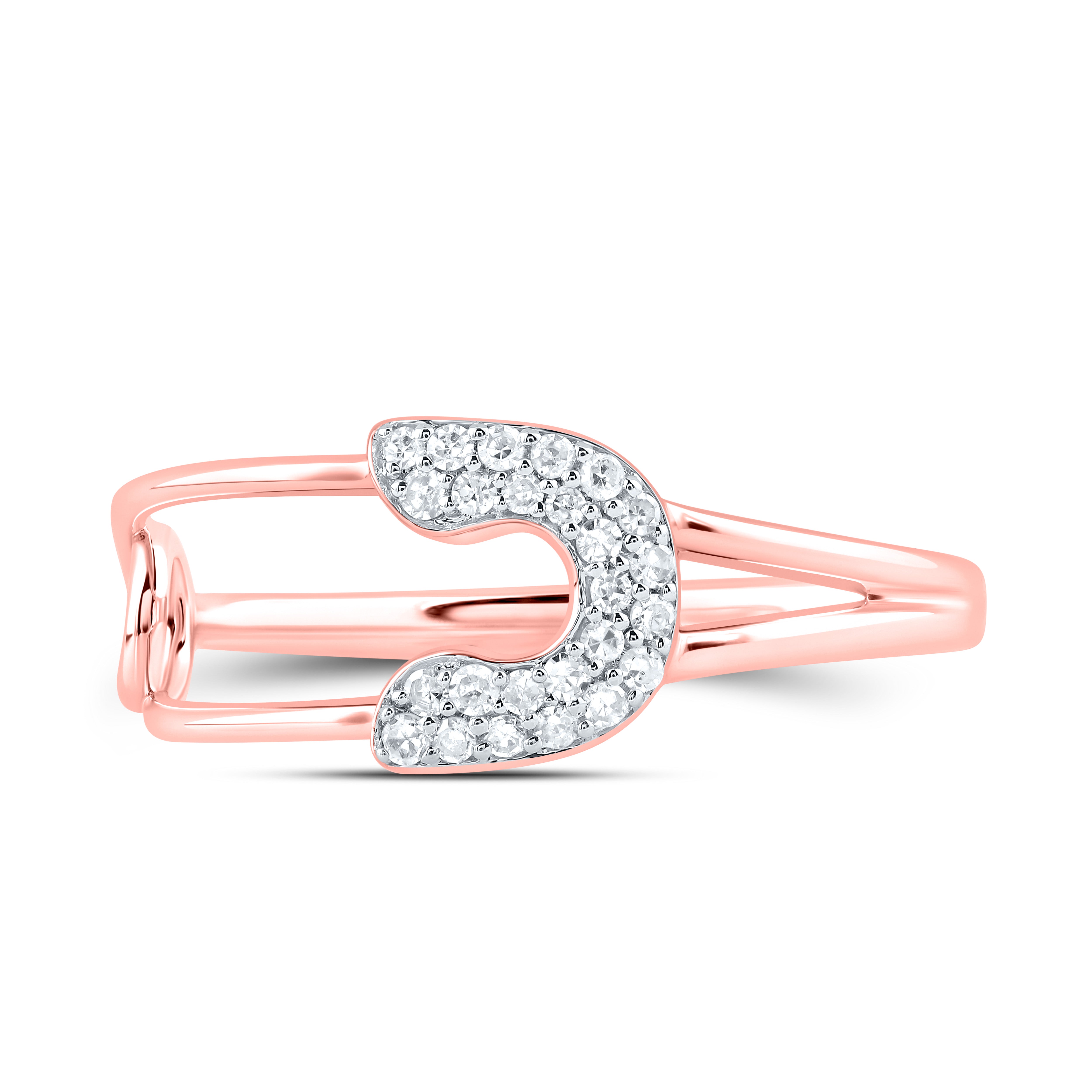 1/8Ctw-Dia Cn Fashion Safety Pin Ring (1.83 grams)