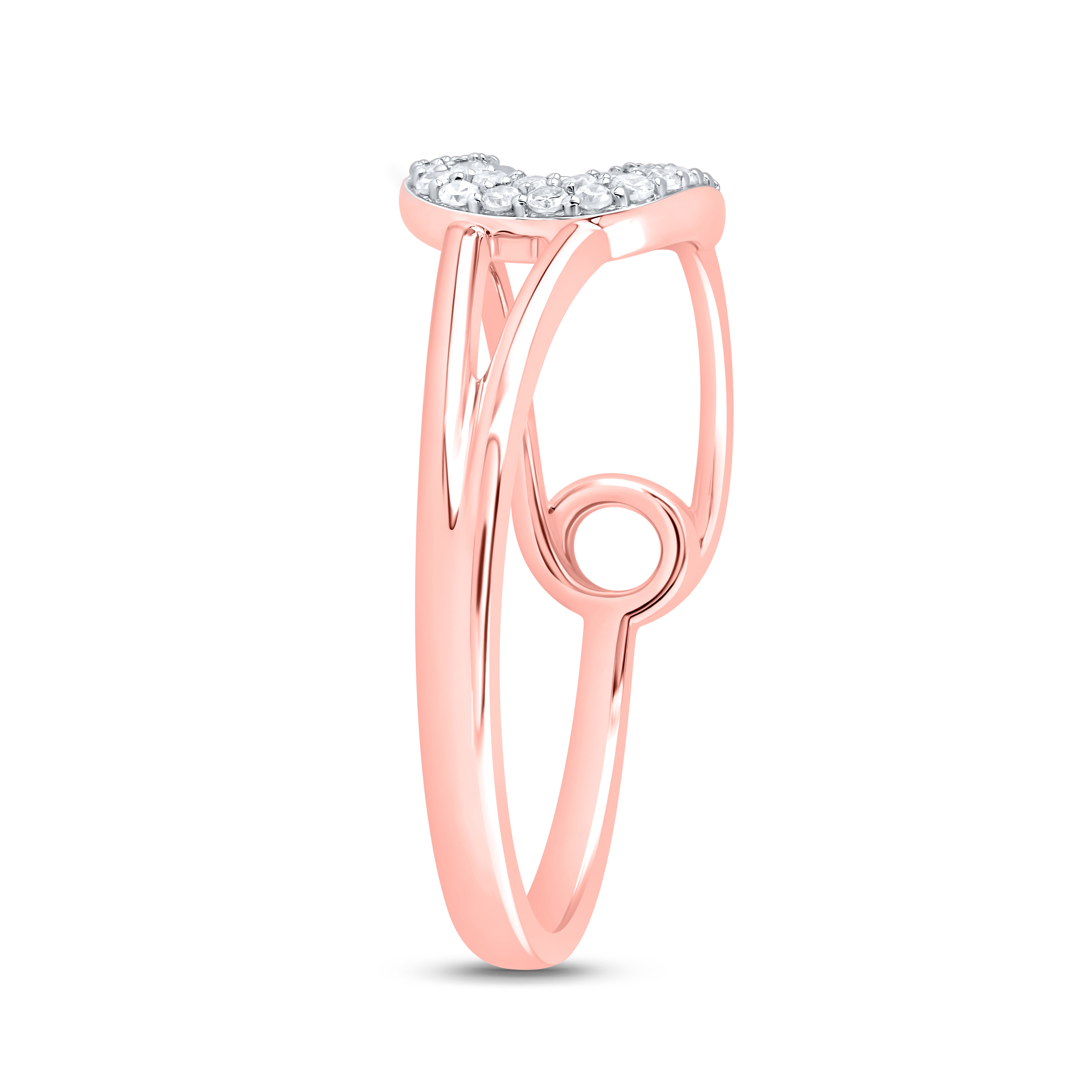 1/8Ctw-Dia Cn Fashion Safety Pin Ring (1.83 grams)