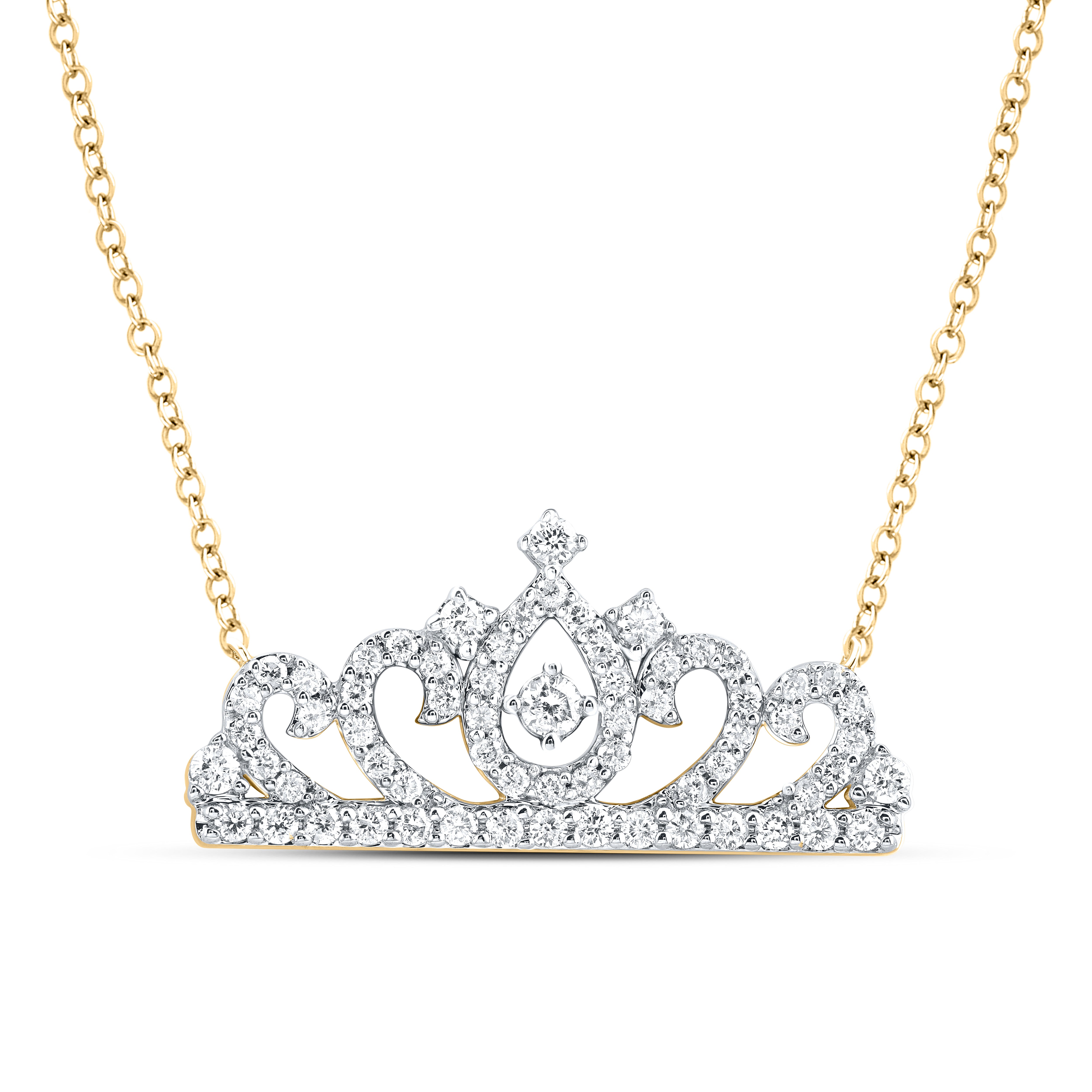 14Kt Gold 1/2Ctw-Diamond Fashion Crown Necklace