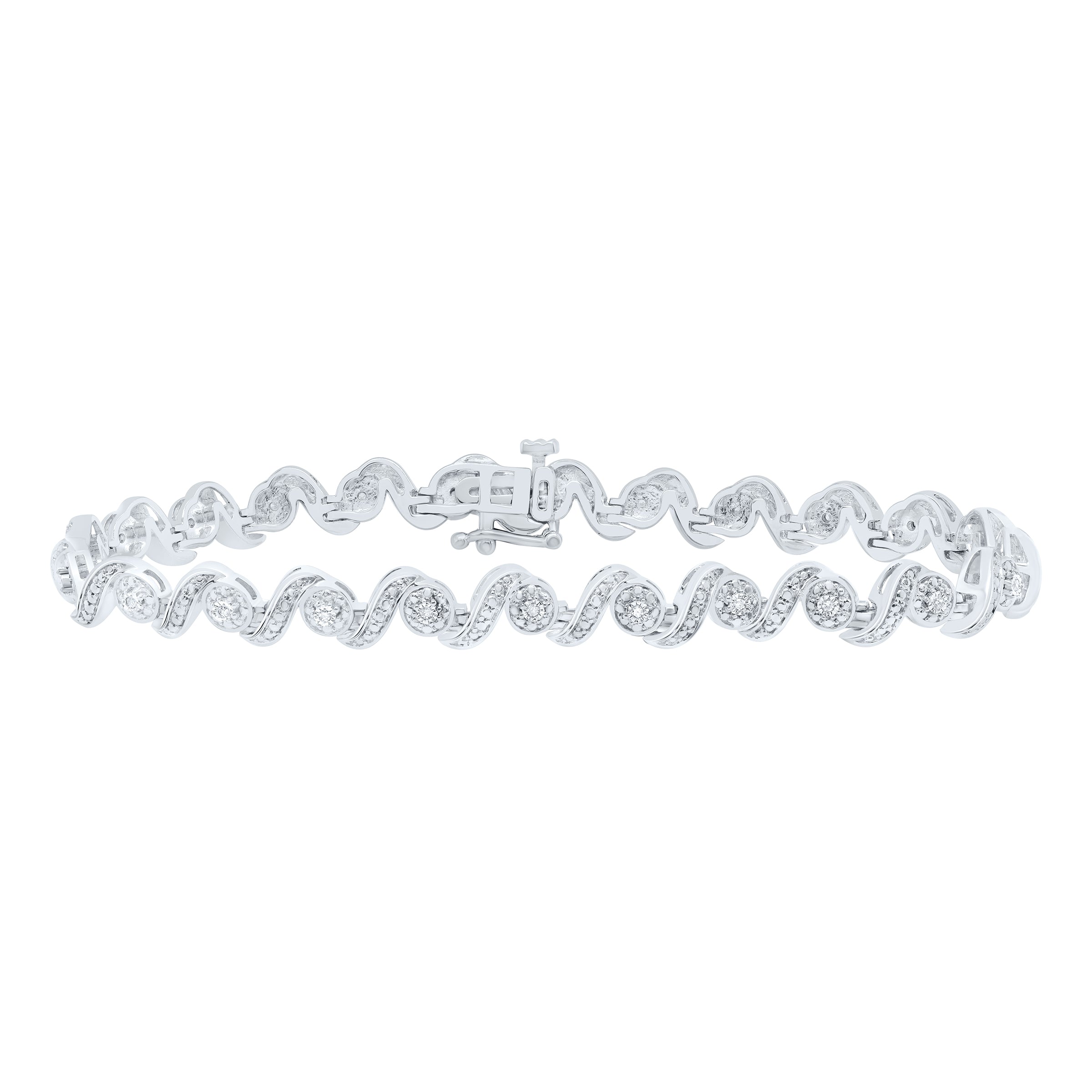 Sterling Silver 1/10Ctw-Diamond Gift Bracelet(7 Inch)